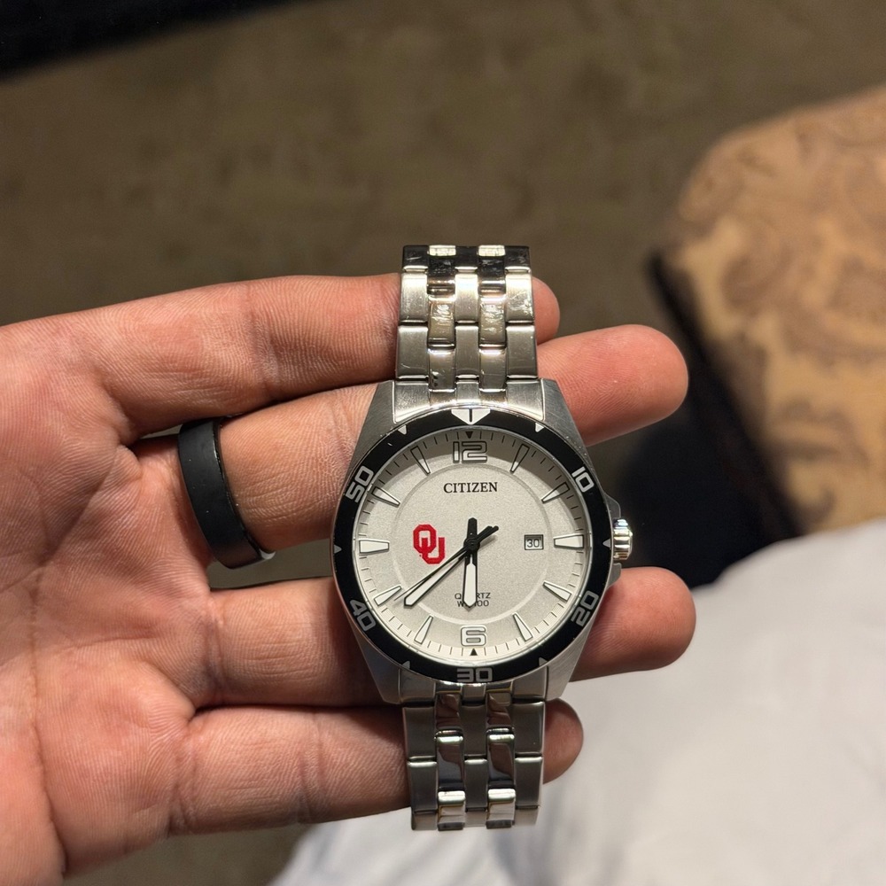 Citizen Watch Mens OS Silver OU Oklahoma Sooners Quartz G112-S117844 Steel